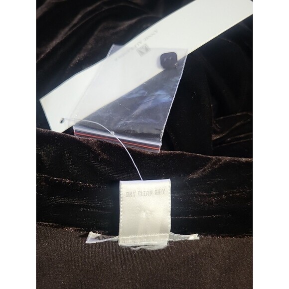 Annie Alexander Brown Velvet Button Up Shirt Dress L Stretchy Fall Thanksgiving - Picture 5 of 5